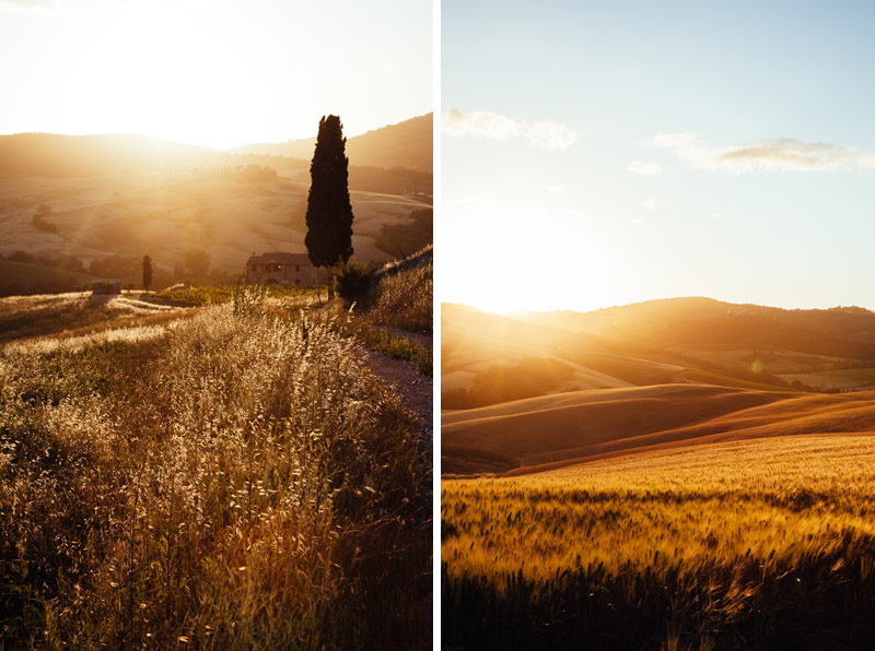 tuscan farm house sunset