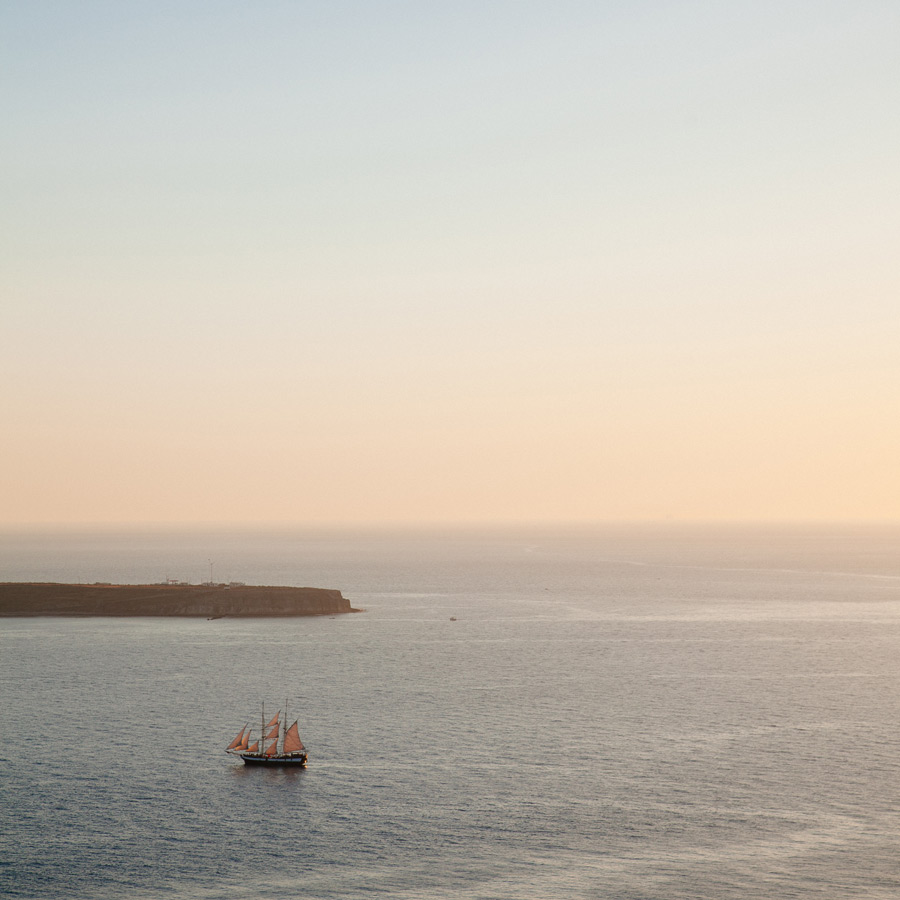 tall ship sunset santorini