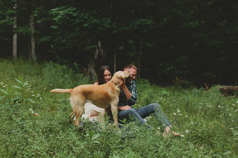 couple in the field engagement photos