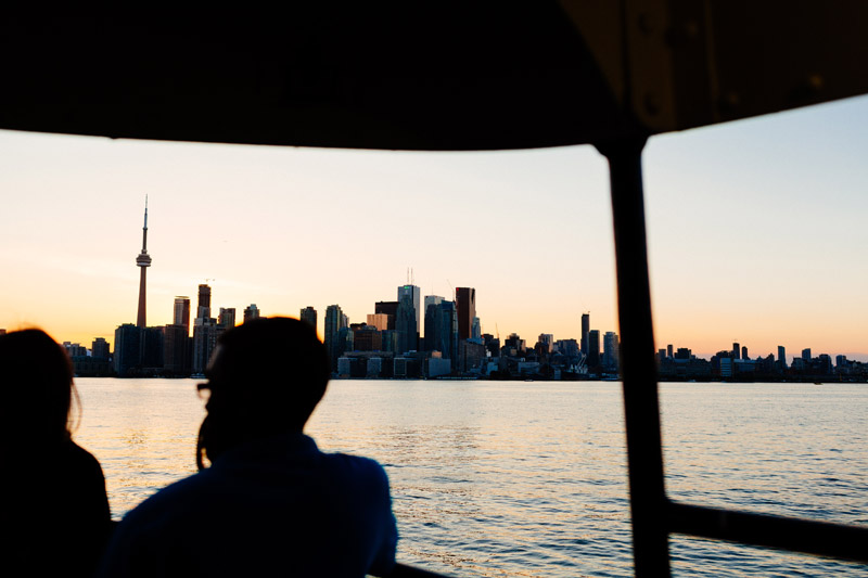 toronto skyline sunset wards island ferry