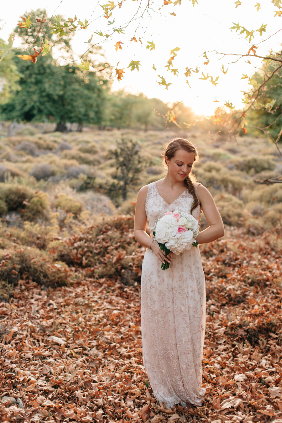 BHLDN bride blush coloured dress