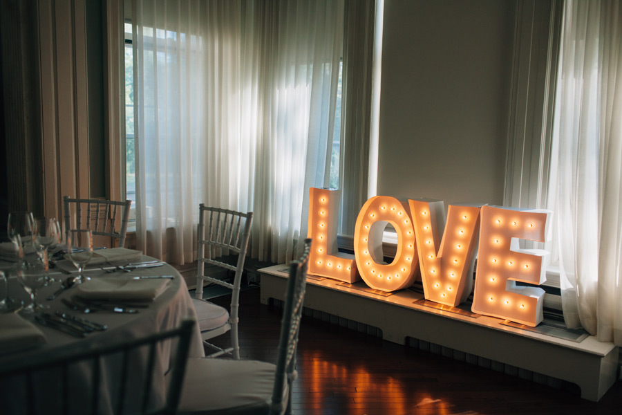 Wedding decor ideas love sign with lights