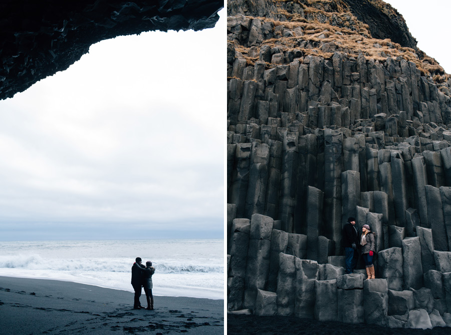 Iceland black sand beach engagement pictures