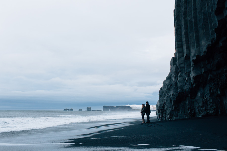 black sand beach engagement pictures