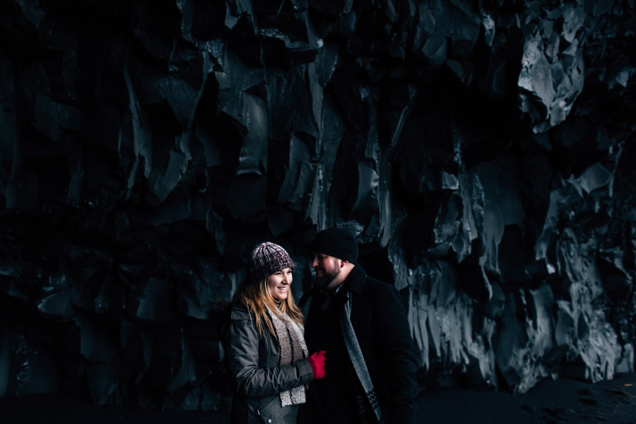 iceland black sand beach engagement photos