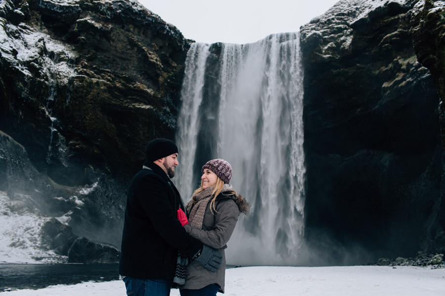 Skogafoss Iceland engagement photos