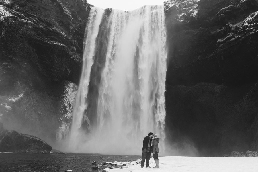 Icelandic waterfall engagement pictures