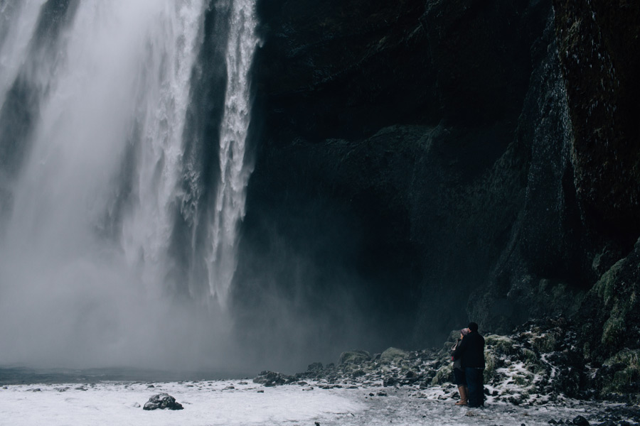 engagement photos Skogafoss waterfall