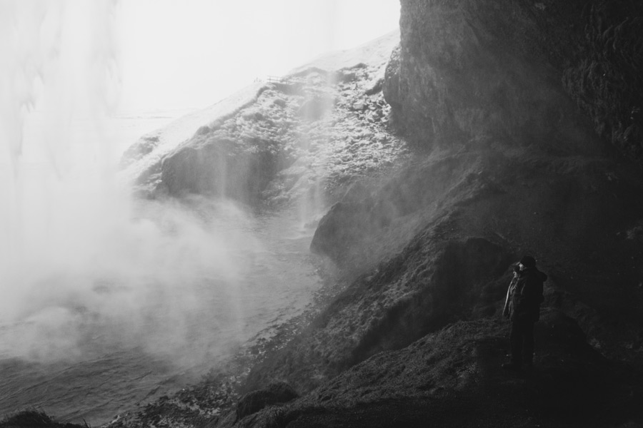 Engagement photos at Seljalandsfoss waterfall